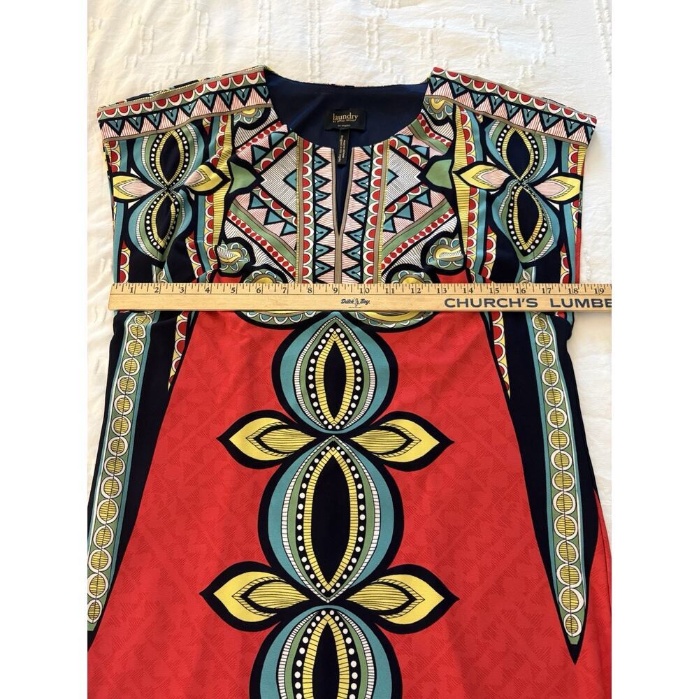 Laundry Shift Dress Lined Size Small Red Geometric Boho Tribal Print - Picture 7 of 9